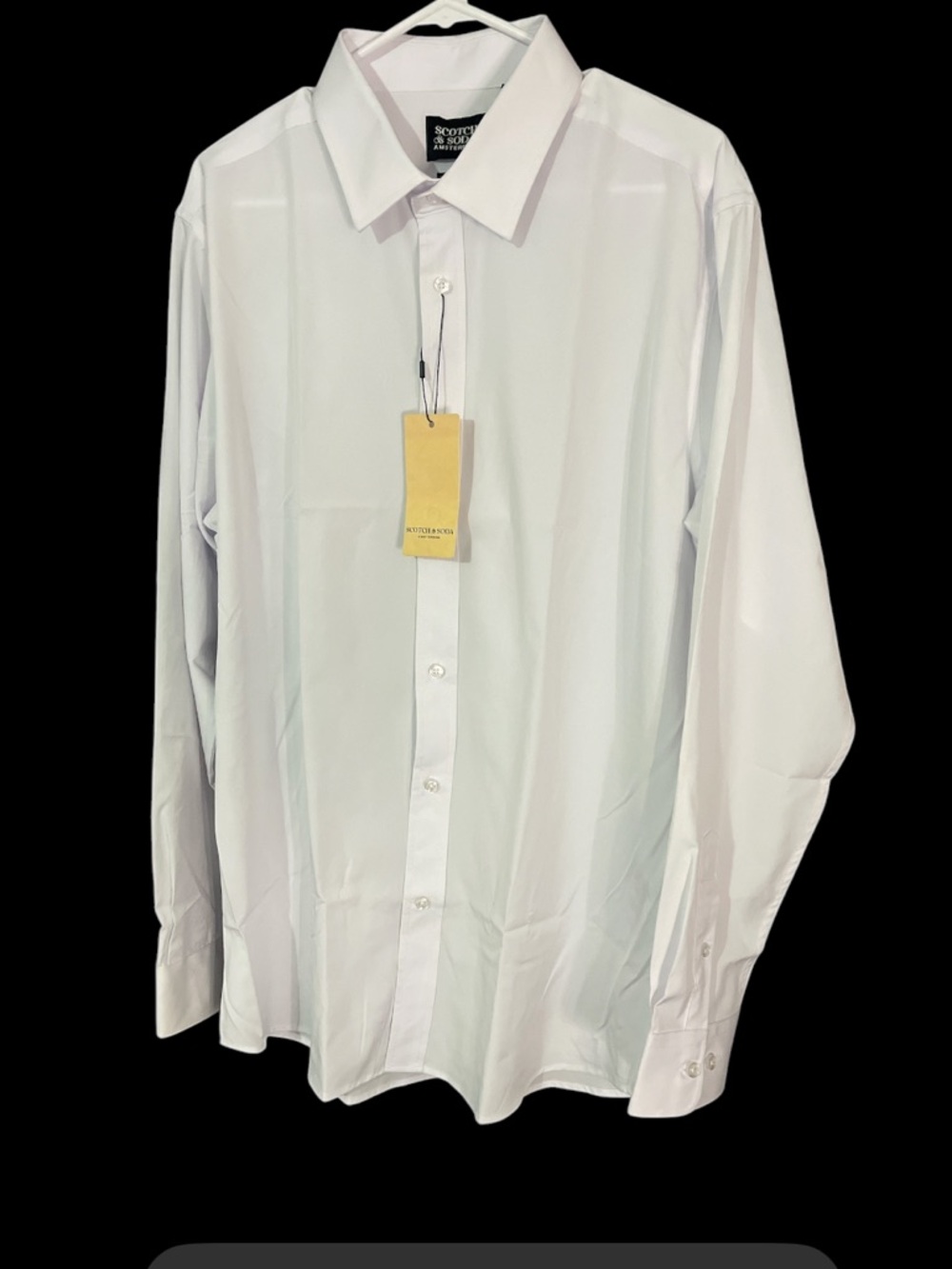 Scotch & Soda Modern Fit White Men's Dress Shirt - Classic Point Collar 18/46